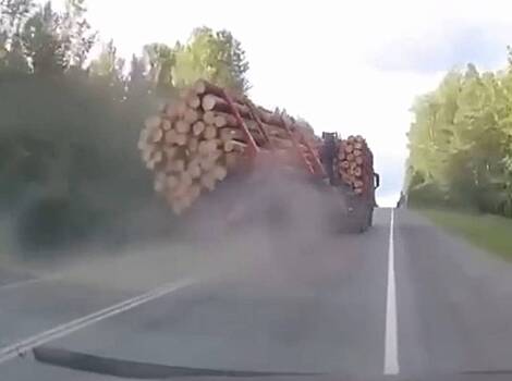 В России лесовоз повторил сцену из «Пункта назначения» и попал на видео